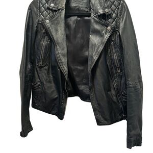 Allsaints Black Leather Moto Jacket - Women Size 2